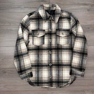 RW & COPlaid Button-Up Shirt Jacket - Black & Cream